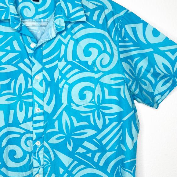 BLADE + BLUE Hawaiian Shirt Tropical Button Down Short Sleeve Light Blue Size L - Picture 3 of 6